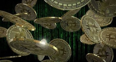Expansive cryptocurrency mining farm with rows of servers and rigs operating efficiently
