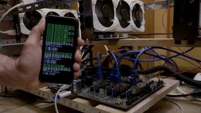 An dynamic view of a high-performance mining rig setup, showcasing the hardware that powers efficient cryptocurrency extraction